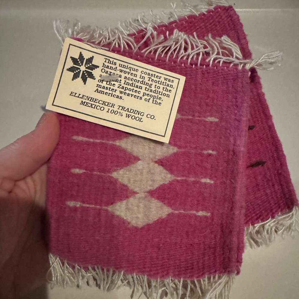 Pink Wool Coaster Set
